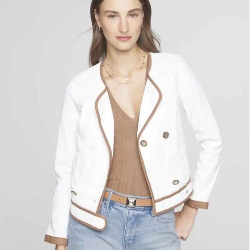 NWT White House Black Market Coated Denim Jacket Size 4